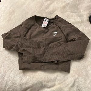 Gymshark adapt cropped long sleeve top size medium brown